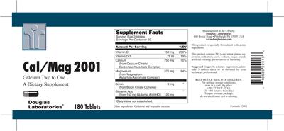 Photo of the Douglas Laboratories Cal/Mag 2001 label