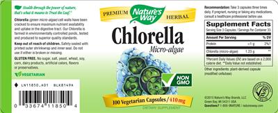 Photo of the Nature's Way Chlorella Micro-Algae label