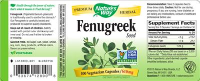 Photo of the Nature's Way Fenugreek Seed label