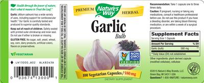 Photo of the Nature's Way Garlic Bulb label
