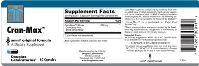 Photo of the Douglas Laboratories Cran-Max label