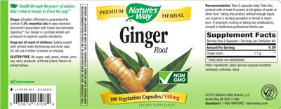Photo of the Nature's Way Ginger Root label