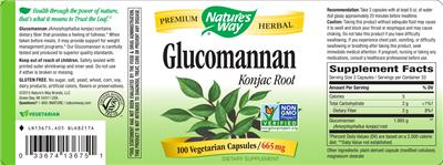 Photo of the Nature's Way Glucomannan Konjac Root label