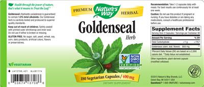 Photo of the Nature's Way Goldenseal Herb label