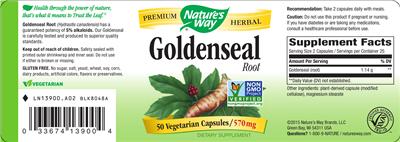 Photo of the Nature's Way Goldenseal Root label