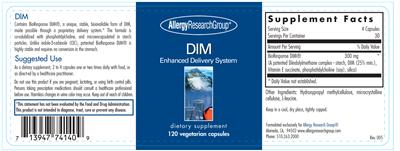 Photo of the Allergy Research Group DIM label