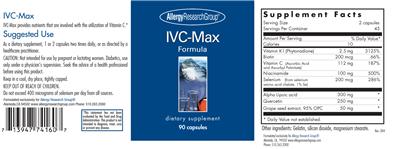 Photo of the Allergy Research Group IVC-Max Formula label