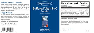 Photo of the Allergy Research Group Buffered Vitamin C Powder label