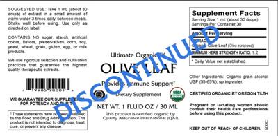 Photo of the VitaCeutical Labs Olive Leaf label