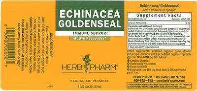 Photo of the Herb Pharm Echinacea Goldenseal label