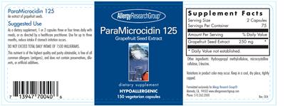 Photo of the Allergy Research Group ParaMicrocidin 125 label