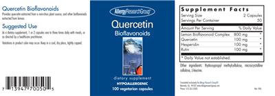Photo of the Allergy Research Group Quercetin Bioflavonoids label