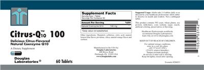 Photo of the Douglas Laboratories Citrus-Q10 100 Delicious Citrus-Flavored label