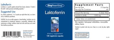 Photo of the Allergy Research Group Laktoferrin label