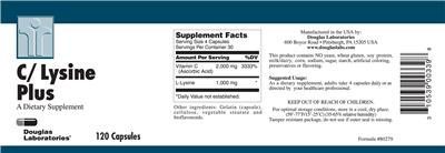 Photo of the Douglas Laboratories C/Lysine Plus label