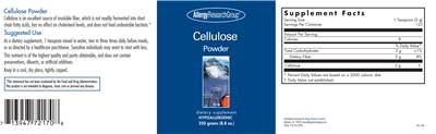 Photo of the Allergy Research Group Cellulose Powder label