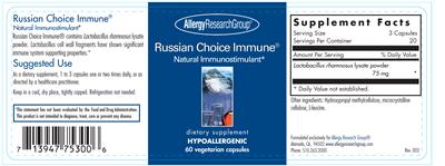Photo of the Allergy Research Group Russian Choice Immune label