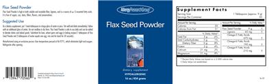 Photo of the Allergy Research Group Flax Seed Powder label