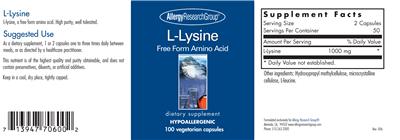 Photo of the Allergy Research Group L-Lysine label