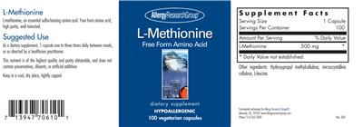 Photo of the Allergy Research Group L-Methionine label