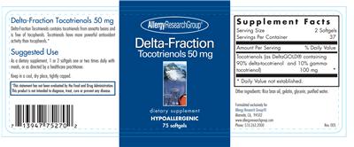 Photo of the Allergy Research Group Delta-Fraction Tocotrienols 50 mg label