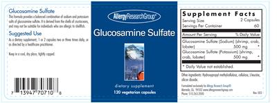 Photo of the Allergy Research Group Glucosamine Sulfate label