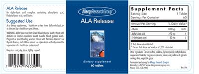 Photo of the Allergy Research Group ALA Release label