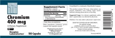 Photo of the Douglas Laboratories Chromium 400 mcg label