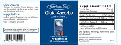 Photo of the Allergy Research Group Gluta-Ascorbs with Vitamin C label