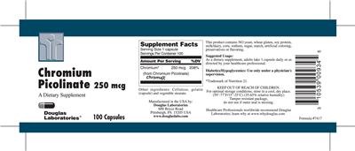 Photo of the Douglas Laboratories Chromium Picolinate 250 mcg label