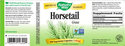 Photo of the Nature's Way Horsetail Grass label