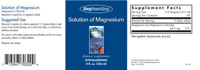 Photo of the Allergy Research Group Solution Of Magnesium label