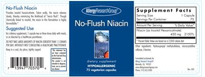 Photo of the Allergy Research Group No-Flush Niacin label