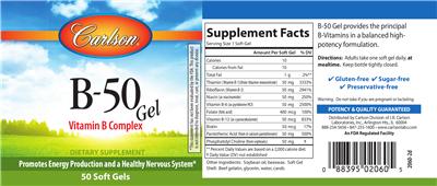 Photo of the Carlson B-50 Gel label