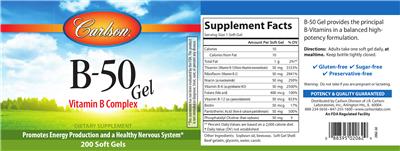 Photo of the Carlson B-50 Gel label
