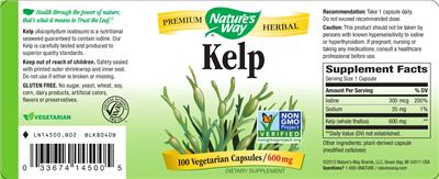 Photo of the Nature's Way Kelp label