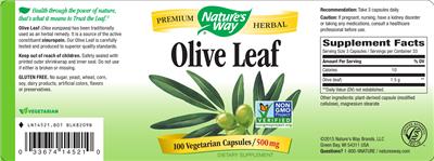 Photo of the Nature's Way Olive Leaf label