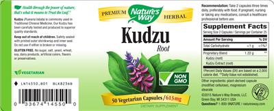 Photo of the Nature's Way Kudzu Root label