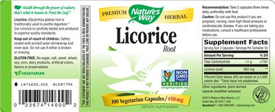 Photo of the Nature's Way Licorice Root label