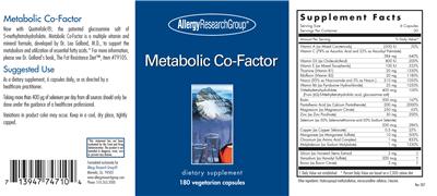 Photo of the Allergy Research Group Metabolic Co-Factor label