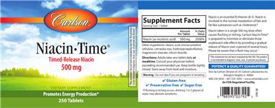 Photo of the Carlson Niacin-Time label