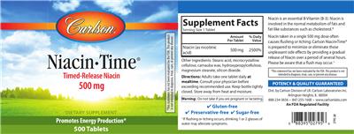Photo of the Carlson Niacin-Time label