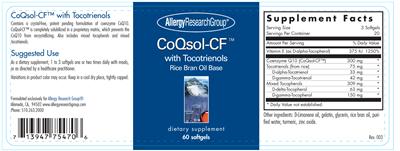 Photo of the Allergy Research Group CoQsol-CF With Tocotrienols label