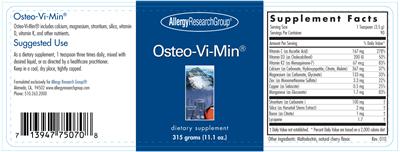 Photo of the Allergy Research Group Osteo-Vi-Min label