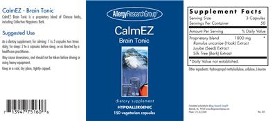 Photo of the Allergy Research Group CalmEZ Brain Tonic label