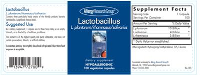 Photo of the Allergy Research Group Lactobacillus label