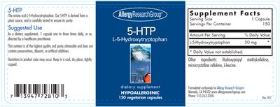 Photo of the Allergy Research Group 5-HTP L-5-Hydroxytryptophan label