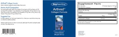 Photo of the Allergy Research Group Arthred Collagen Formula label