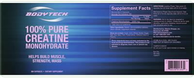 Photo of the BodyTech 100% Pure Creatine Monohydrate label