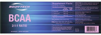 Photo of the BodyTech BCAA label